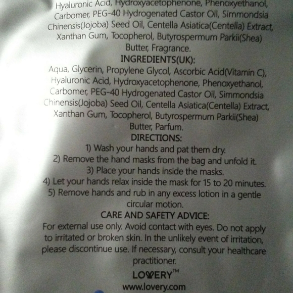 Vanilla Scent Softening Hand Mask Jojoba Oil Vitamin E Shea Butter Hyaluronic - Picture 4 of 4